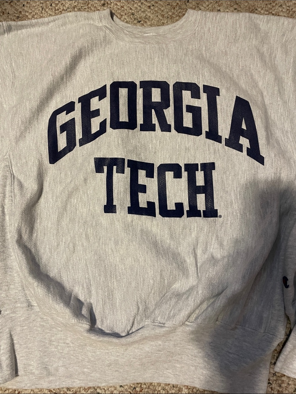 Georgia Tech Champion Reverse Weave Gray Crewneck Sweatshirt - Men’s Large